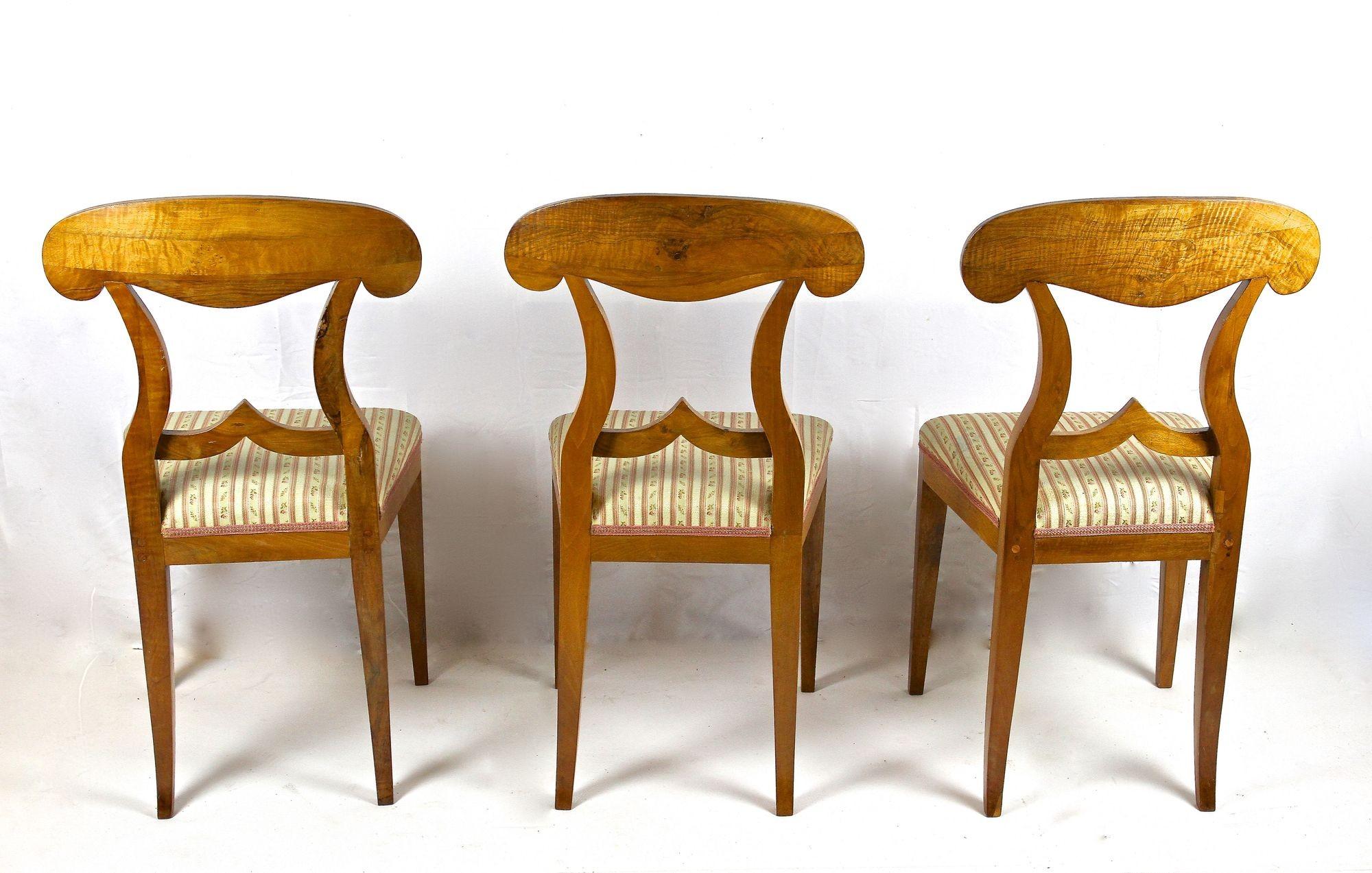 Set Of 6 Biedermeier Nutwood Shovel Dining Chairs, 19th Century, AT ca. 1830 For Sale 2