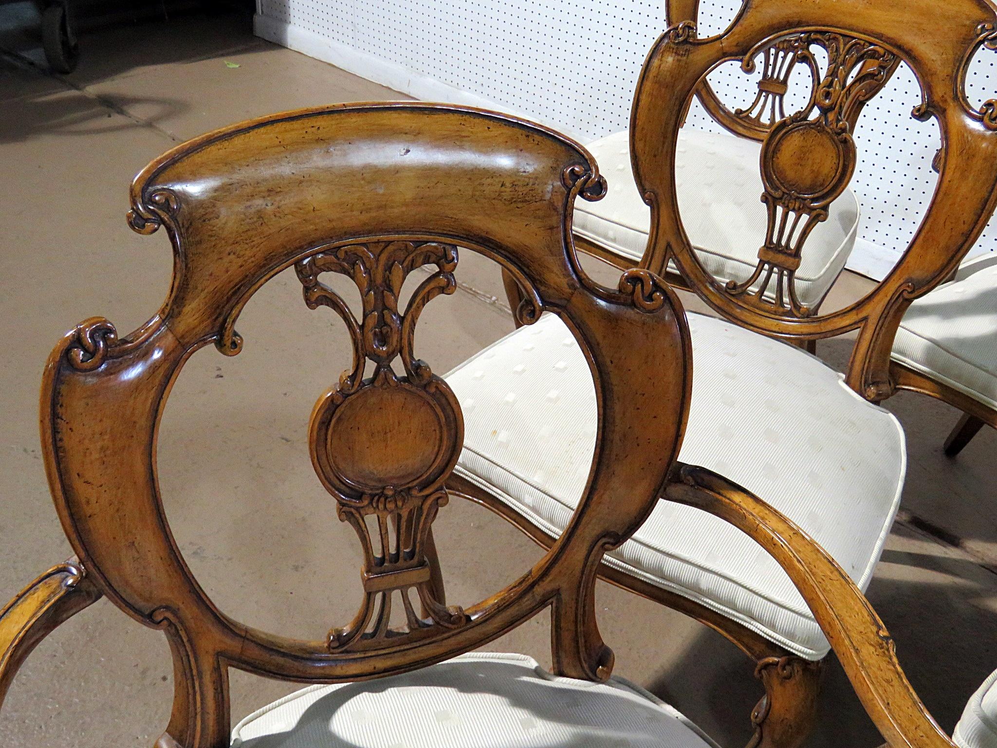 Biedermeier Set of 6 French Louis XV or Swedish Style Dining Chairs