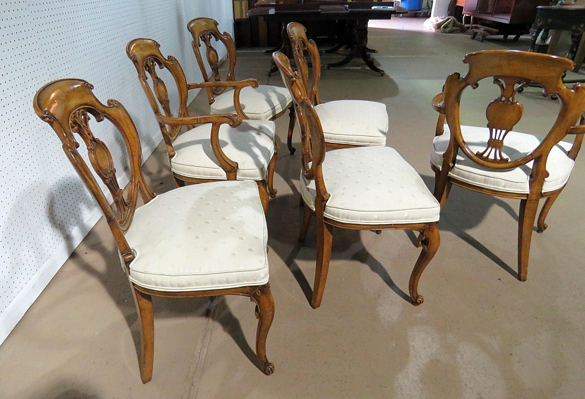 Set of 6 French Louis XV or Swedish Style Dining Chairs 3