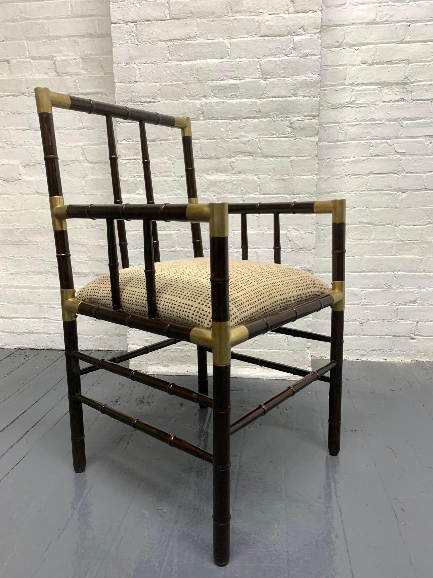 Set of 6 Billy Haines Style Faux Bamboo Dining Chairs In Good Condition For Sale In New York, NY