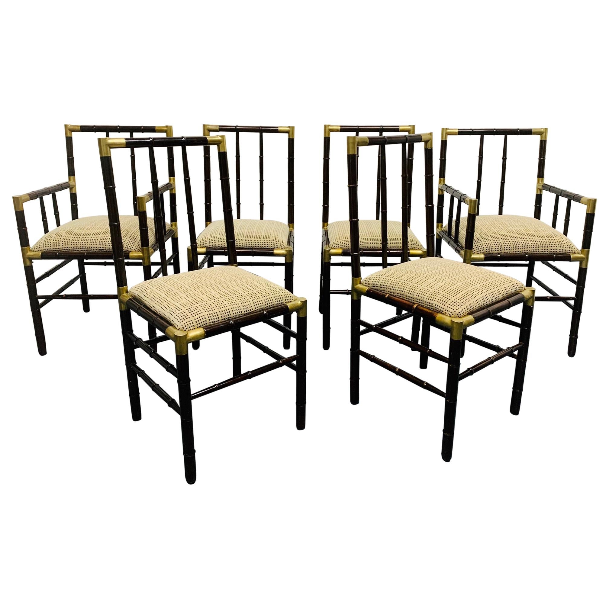 Set of 6 Billy Haines Faux Bamboo Dining Chairs