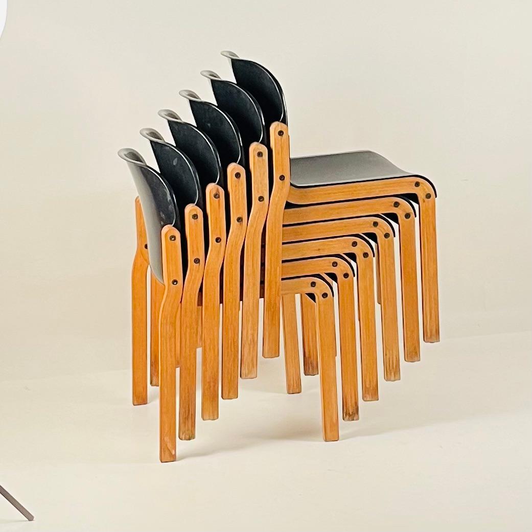 Juego de 6 sillas apilables de madera curvada de abedul de Thonet, Made in Germany en venta 4