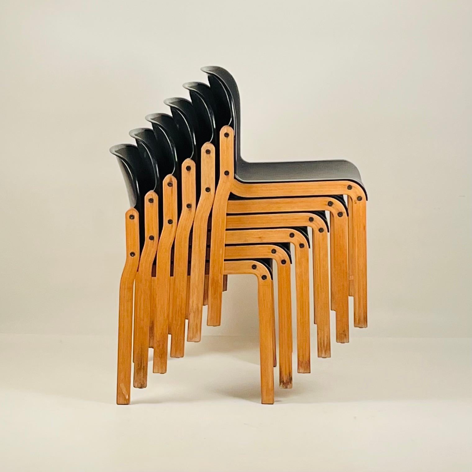 Juego de 6 sillas apilables de madera curvada de abedul de Thonet, Made in Germany en venta 2