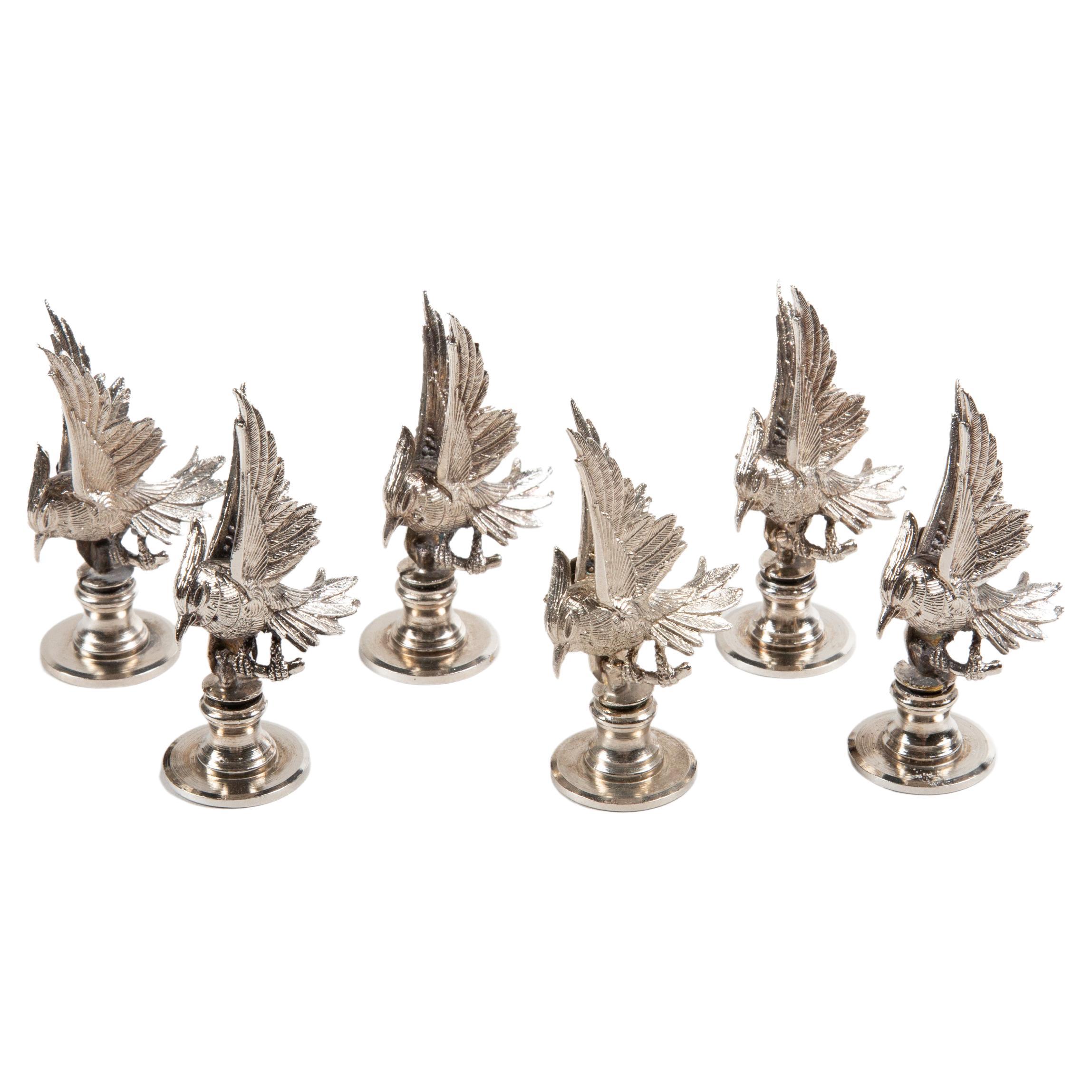 Set of 6 Bird on a Branch Place Card Holders For Sale