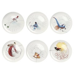 Set di 6 piatti bianchi Birds of Paradise di Laboratorio Paravicini