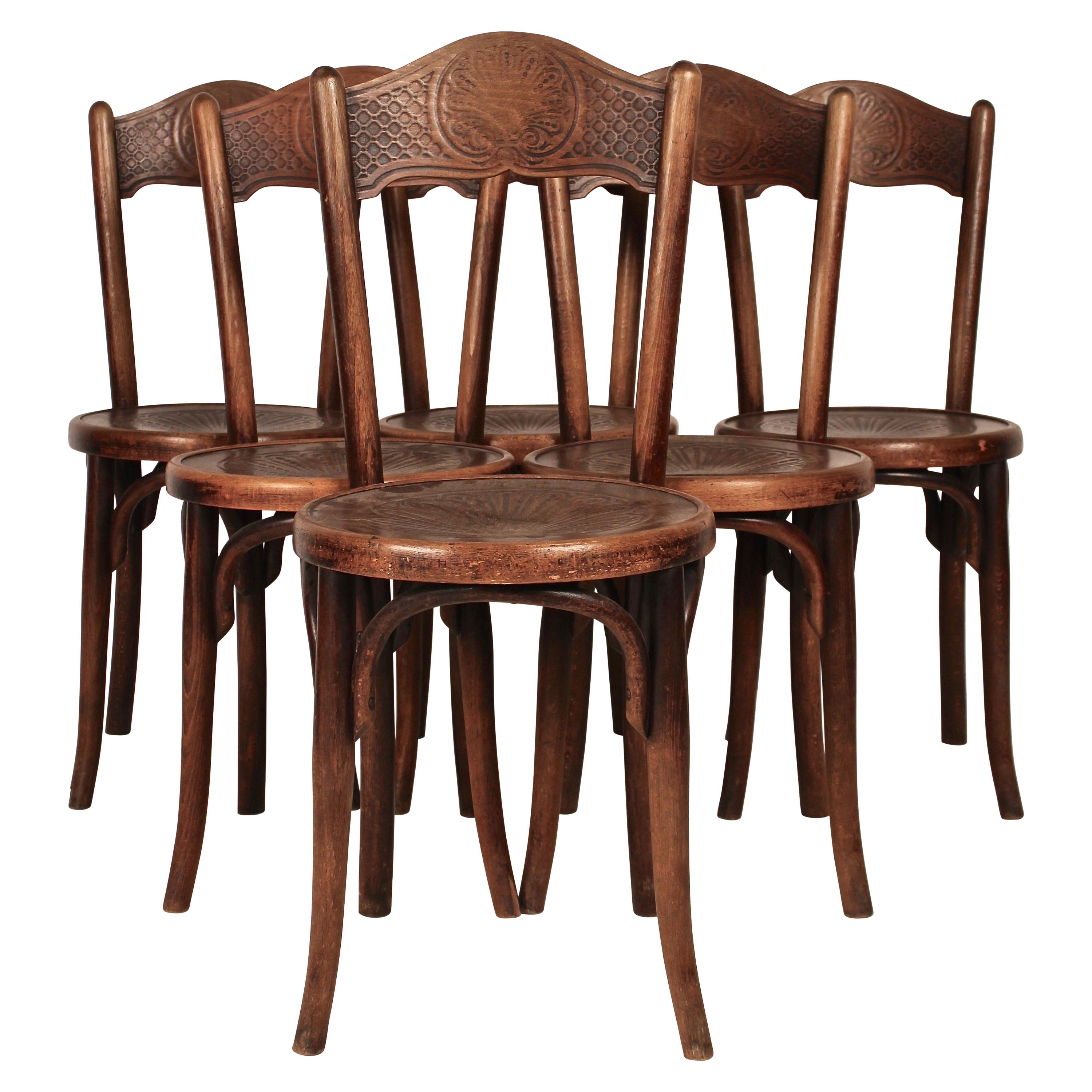 Set of 6 Bistro Chairs by Jacob & Josef Kohn, 1890 Austro-Hungarian Empire For Sale