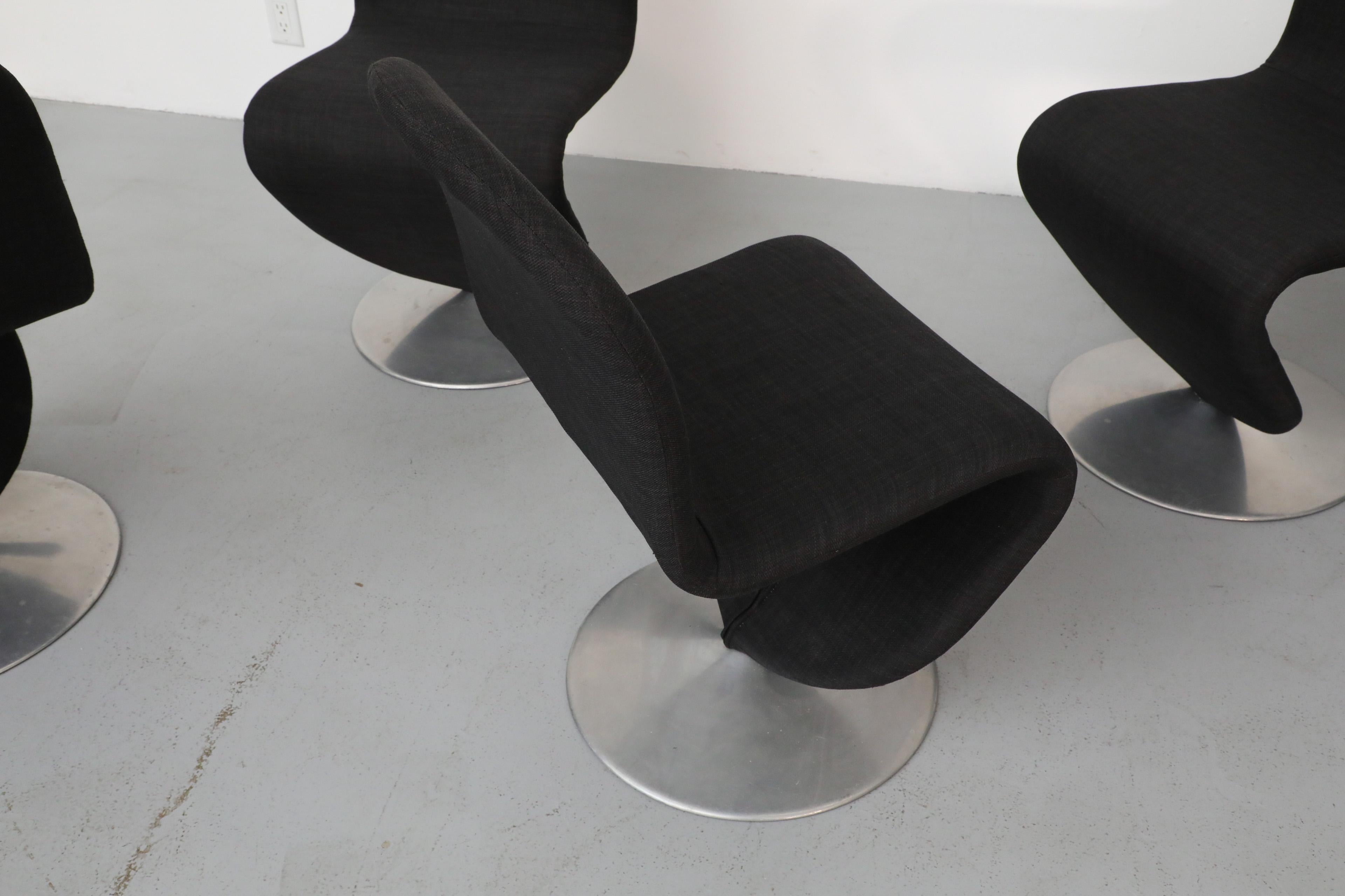 Satz von 6 schwarzen Esszimmerstühlen der Serie 1-2-3 von Verner Panton für Rosenthal, 1980er Jahre im Angebot 4