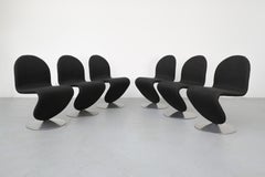 Set di 6 sedie da pranzo nere anni '80 della serie 1-2-3 di Verner Panton per Rosenthal