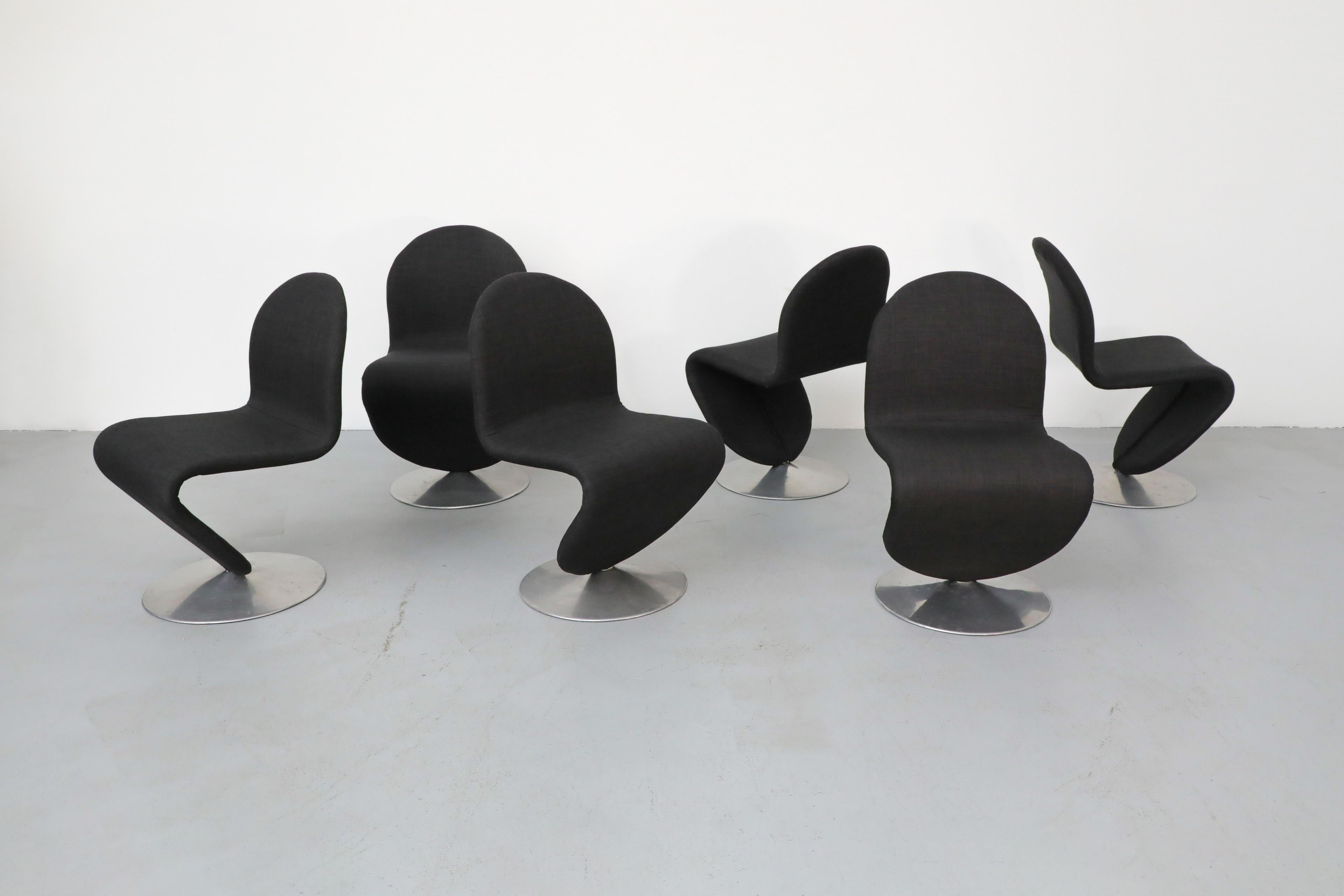 Satz von 6 schwarzen Esszimmerstühlen der Serie 1-2-3 von Verner Panton für Rosenthal, 1980er Jahre (Moderne der Mitte des Jahrhunderts) im Angebot