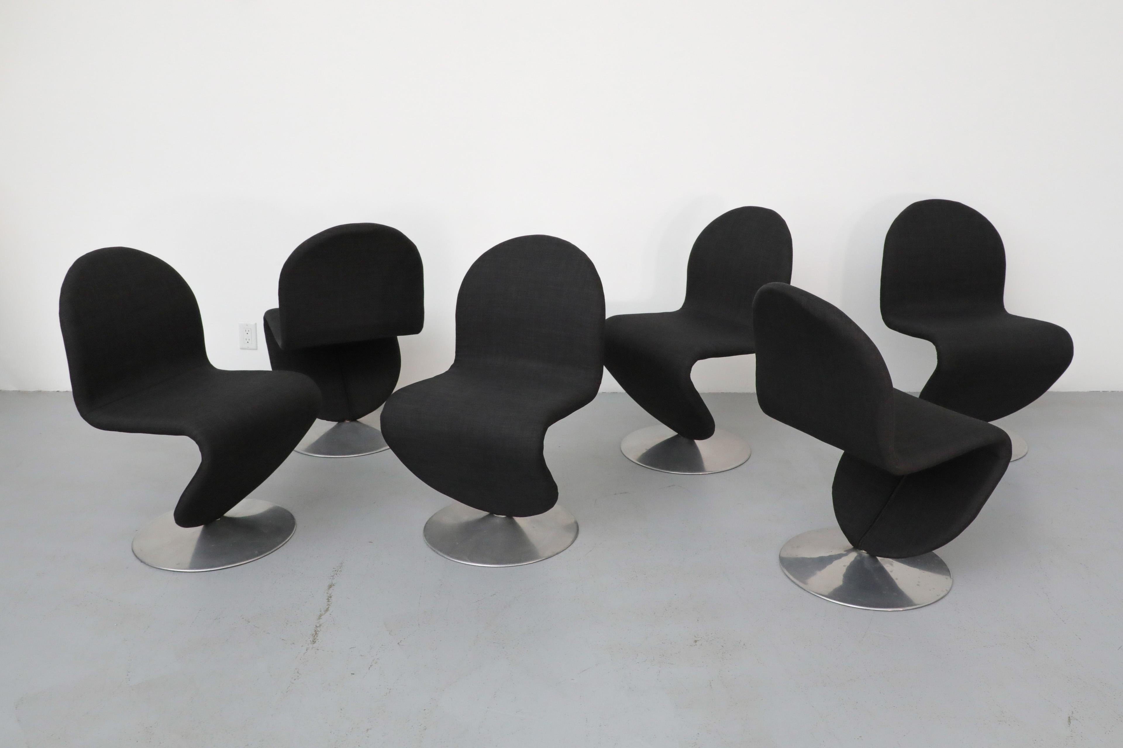Satz von 6 schwarzen Esszimmerstühlen der Serie 1-2-3 von Verner Panton für Rosenthal, 1980er Jahre (Dänisch) im Angebot