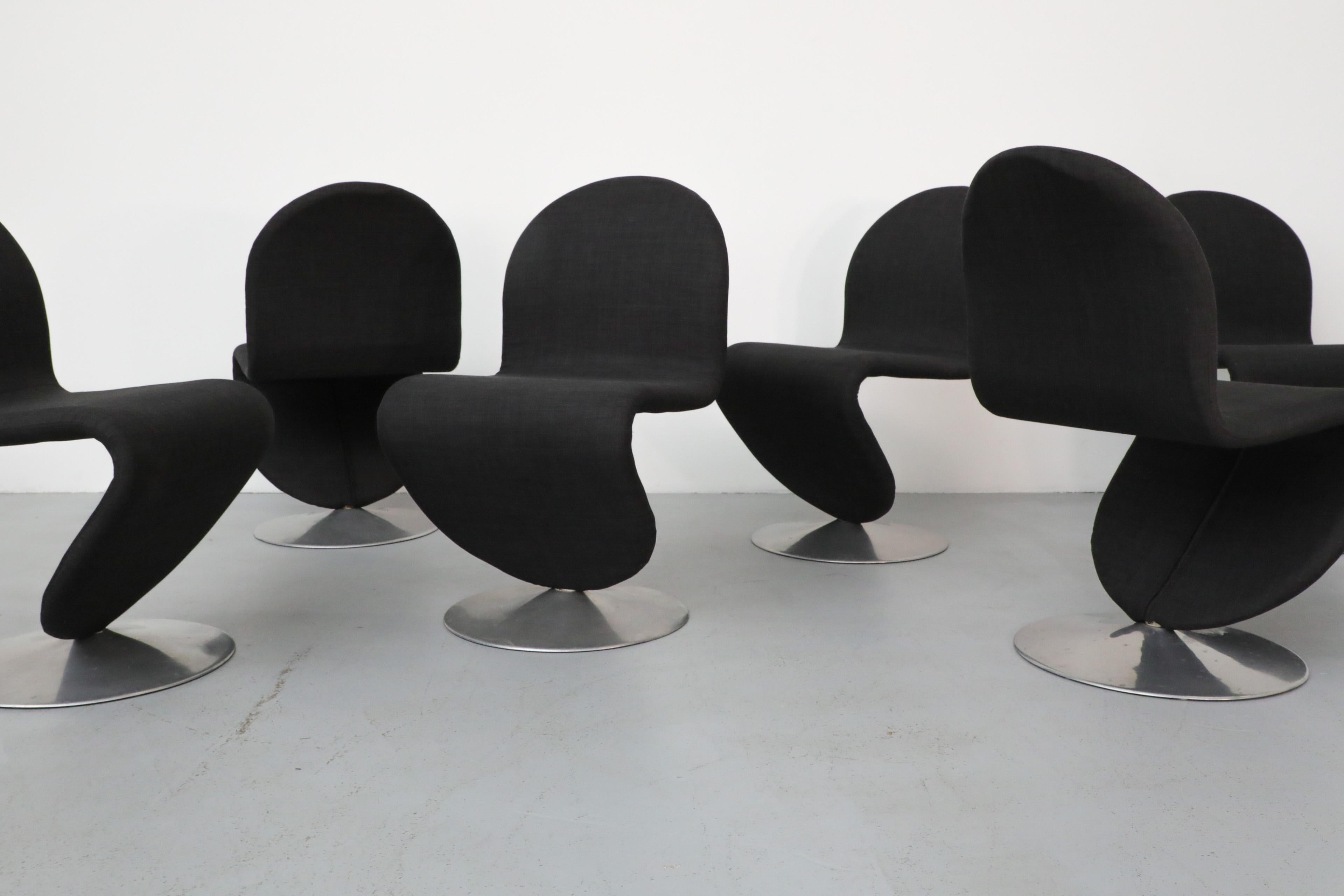 Satz von 6 schwarzen Esszimmerstühlen der Serie 1-2-3 von Verner Panton für Rosenthal, 1980er Jahre im Zustand „Gut“ im Angebot in Los Angeles, CA