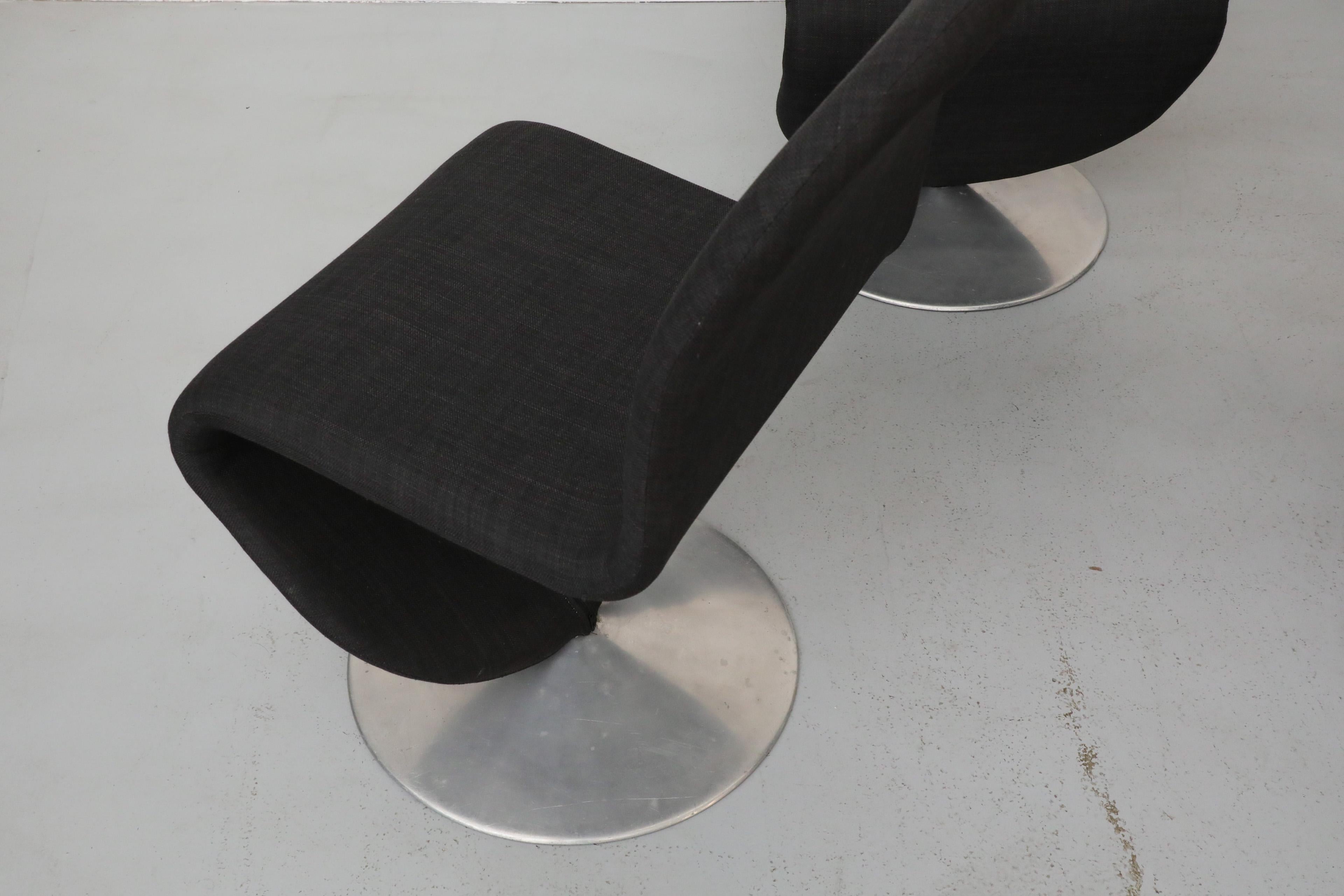 Satz von 6 schwarzen Esszimmerstühlen der Serie 1-2-3 von Verner Panton für Rosenthal, 1980er Jahre im Angebot 2
