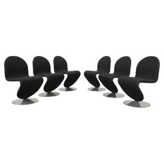 Juego de 6 sillas de comedor negras de la serie 1-2-3 de los años 80, de Verner Panton para Rosenthal