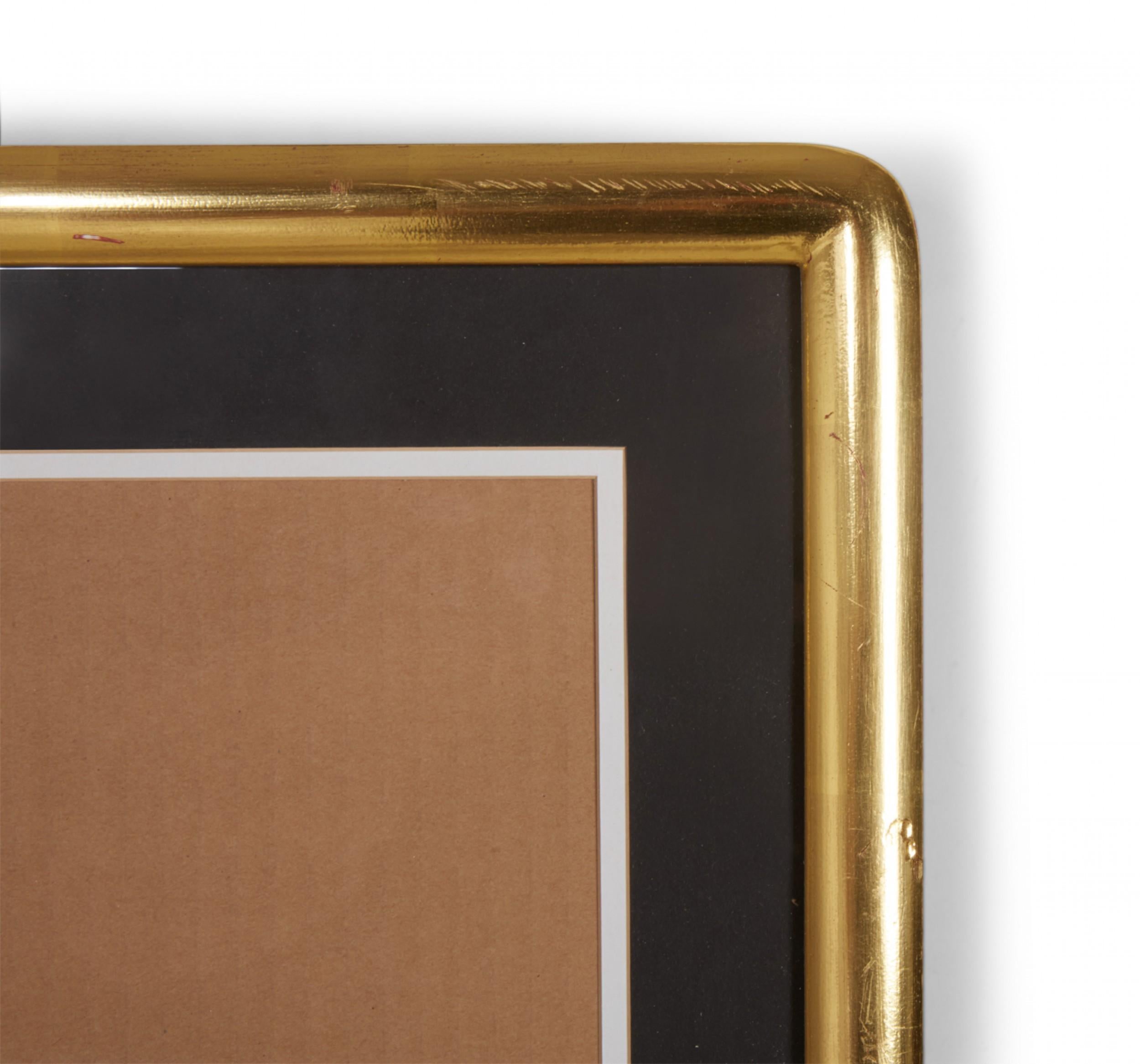 6 black and gilt curved corner gallery frames. Image window: 13
