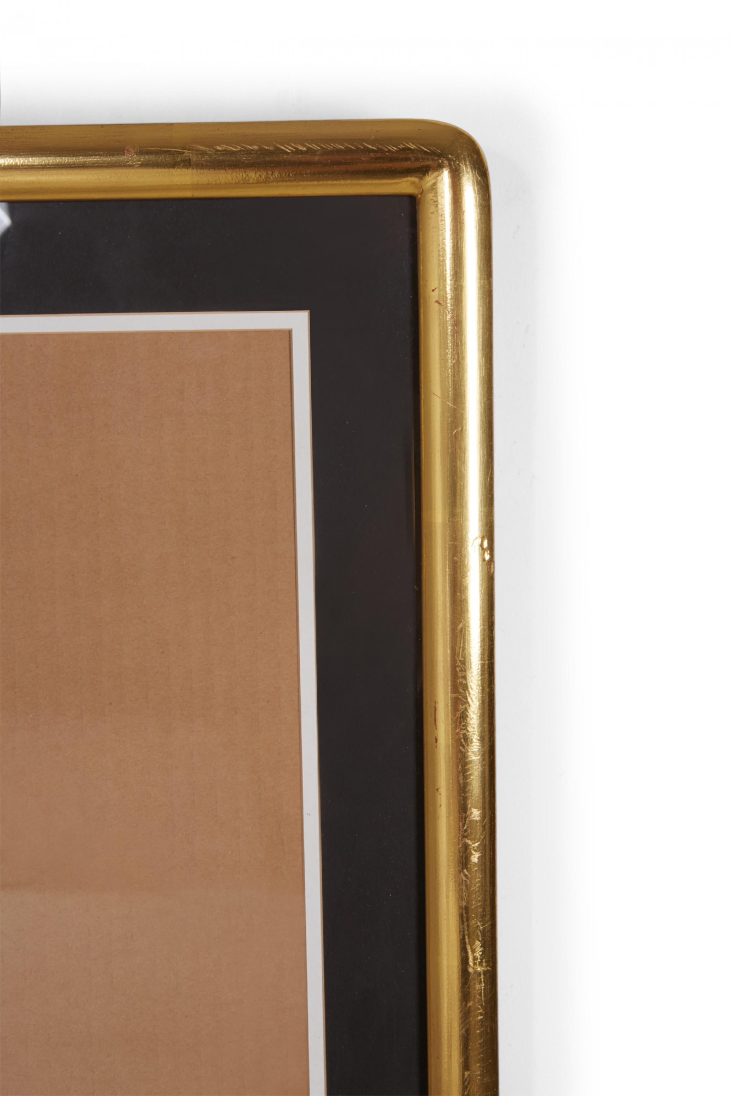 Set of 6 Black and Gilt Curved Corner Gallery Frames In Good Condition For Sale In Queens, NY