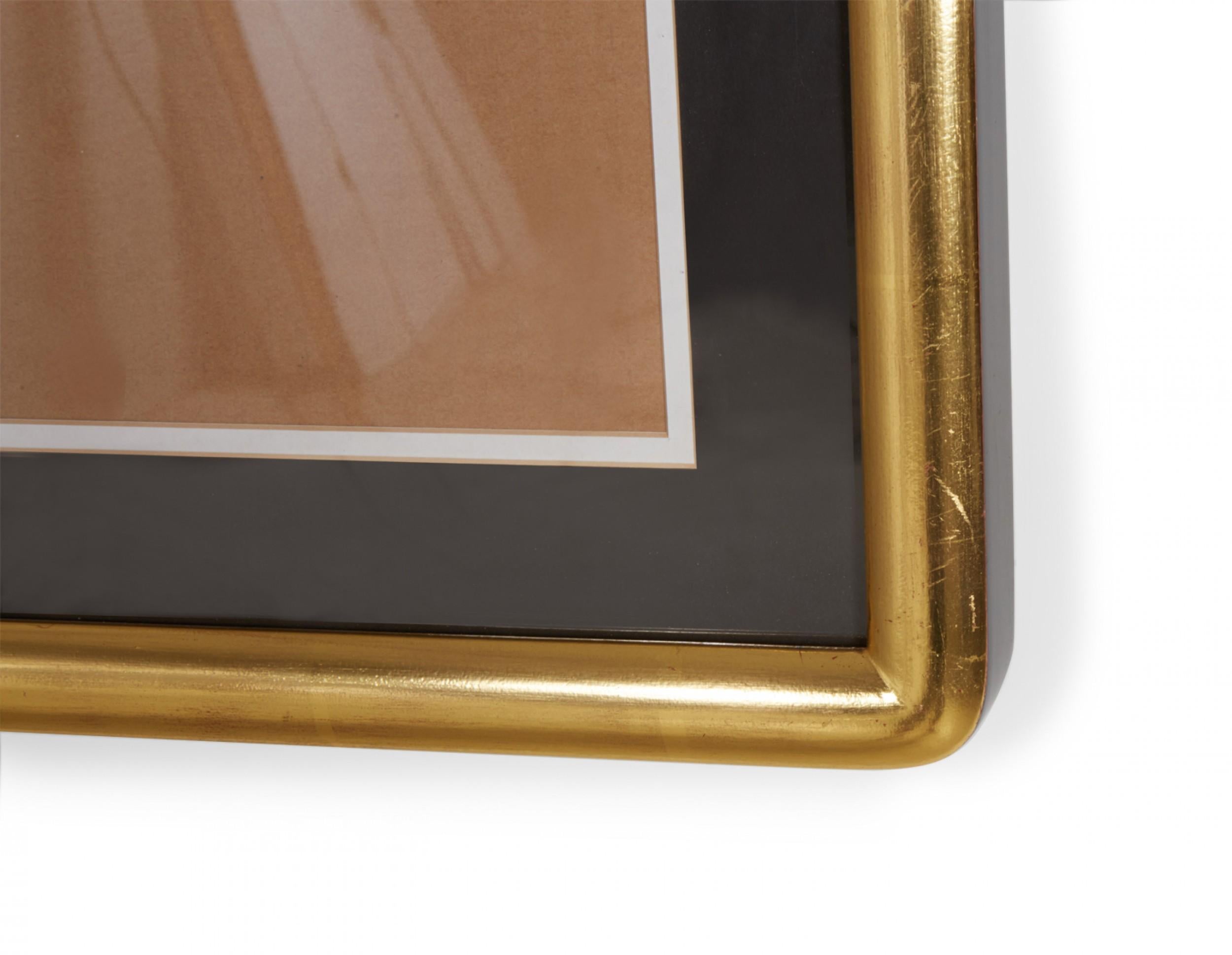 20th Century Set of 6 Black and Gilt Curved Corner Gallery Frames For Sale