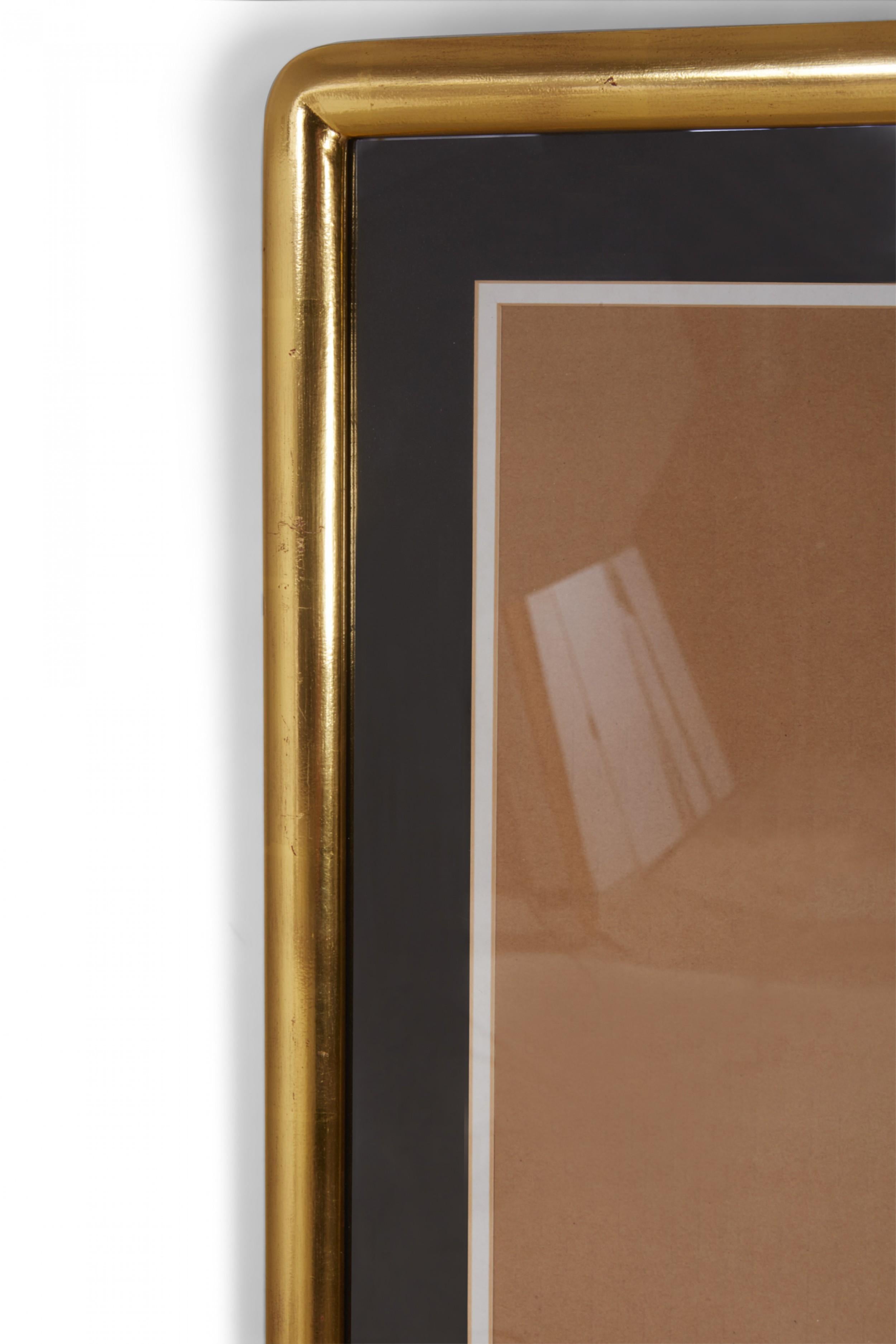 Giltwood Set of 6 Black and Gilt Curved Corner Gallery Frames For Sale