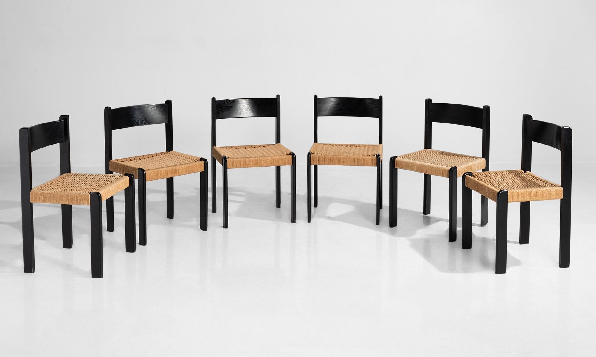 Black beechwood frames with paper cord seats.
  