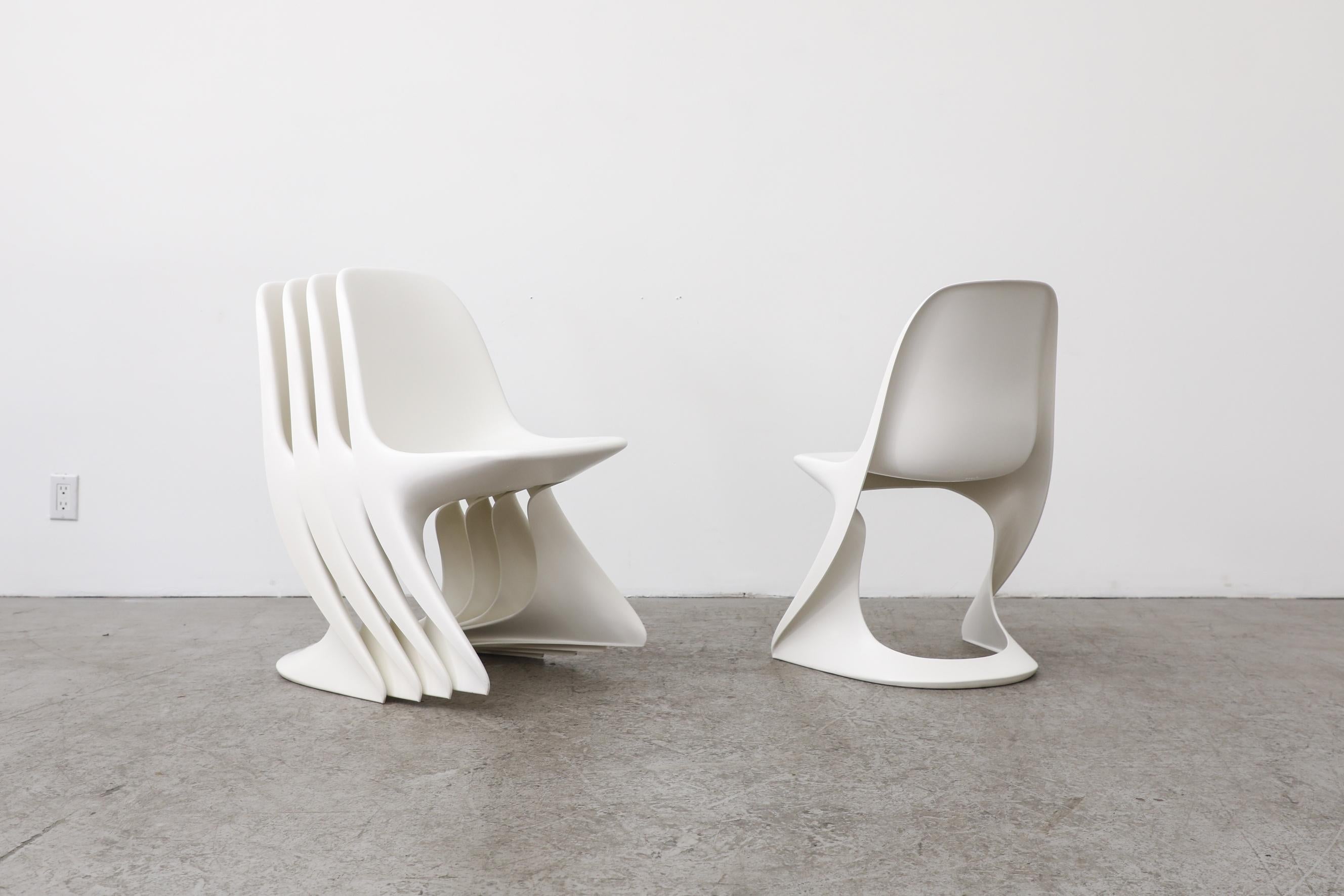 Plastic Set of 6 White Casalino Chairs by Alexander Begge