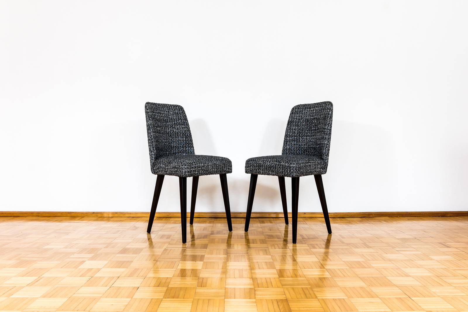 Polish Set Of 6 Black Chairs, 1960s, Poland For Sale