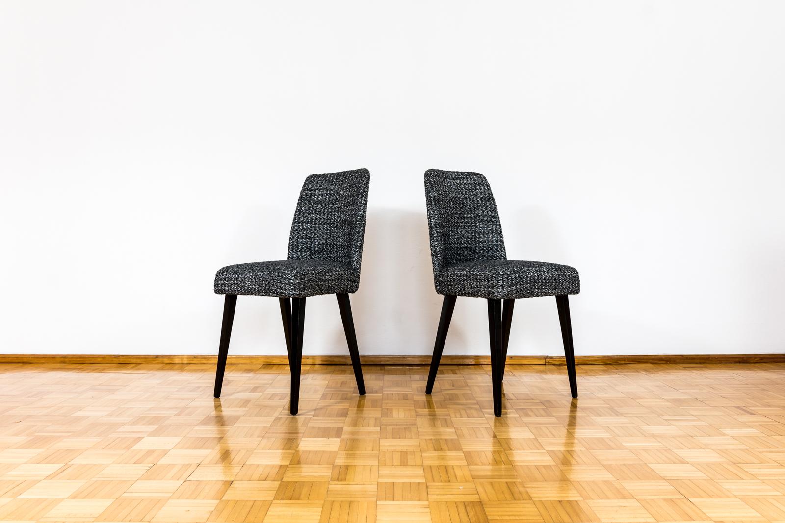 Set Of 6 Black Chairs, 1960s, Poland For Sale 1