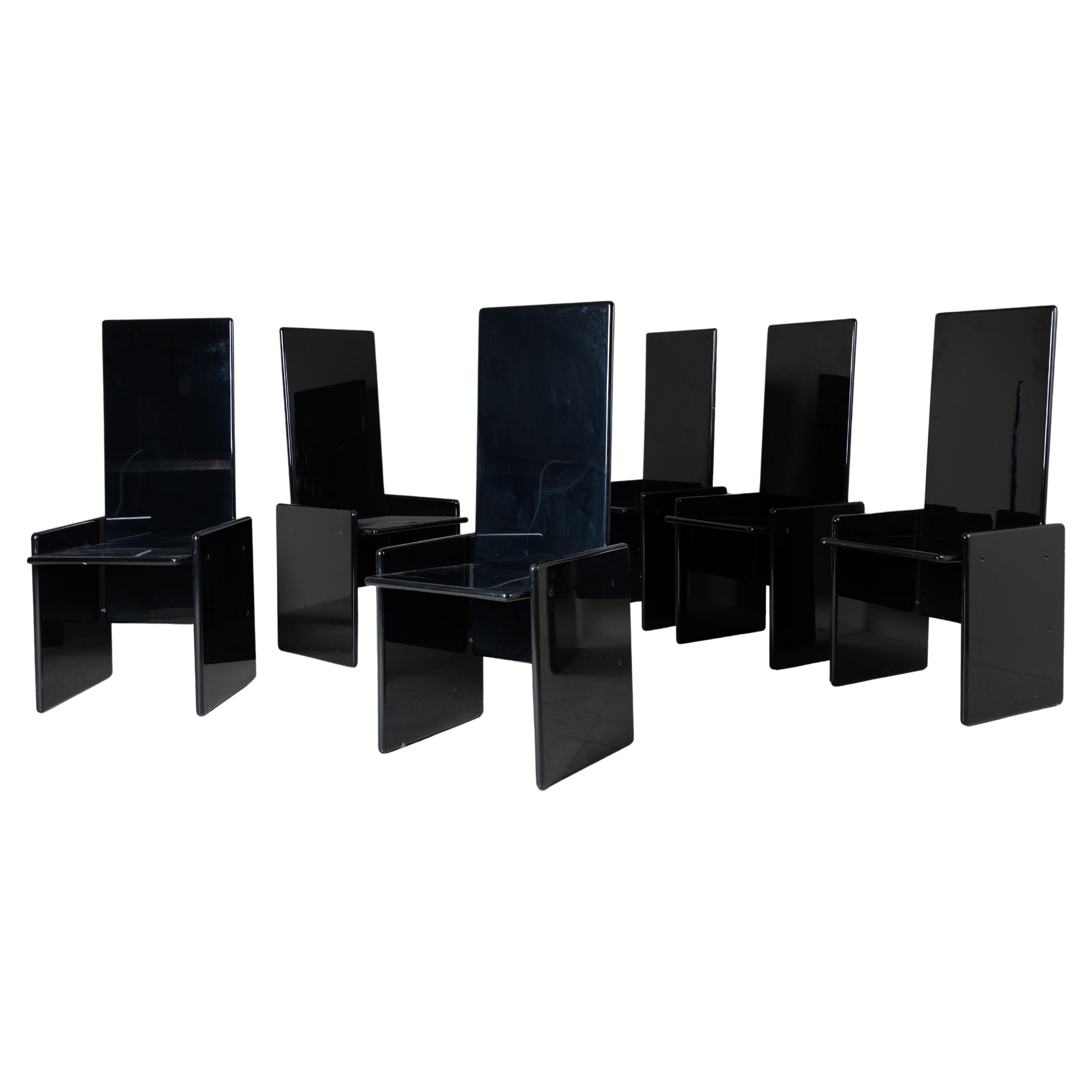 Set of 6 black Kazuki chairs, Kazuhide Takahama, Simon International, Italy