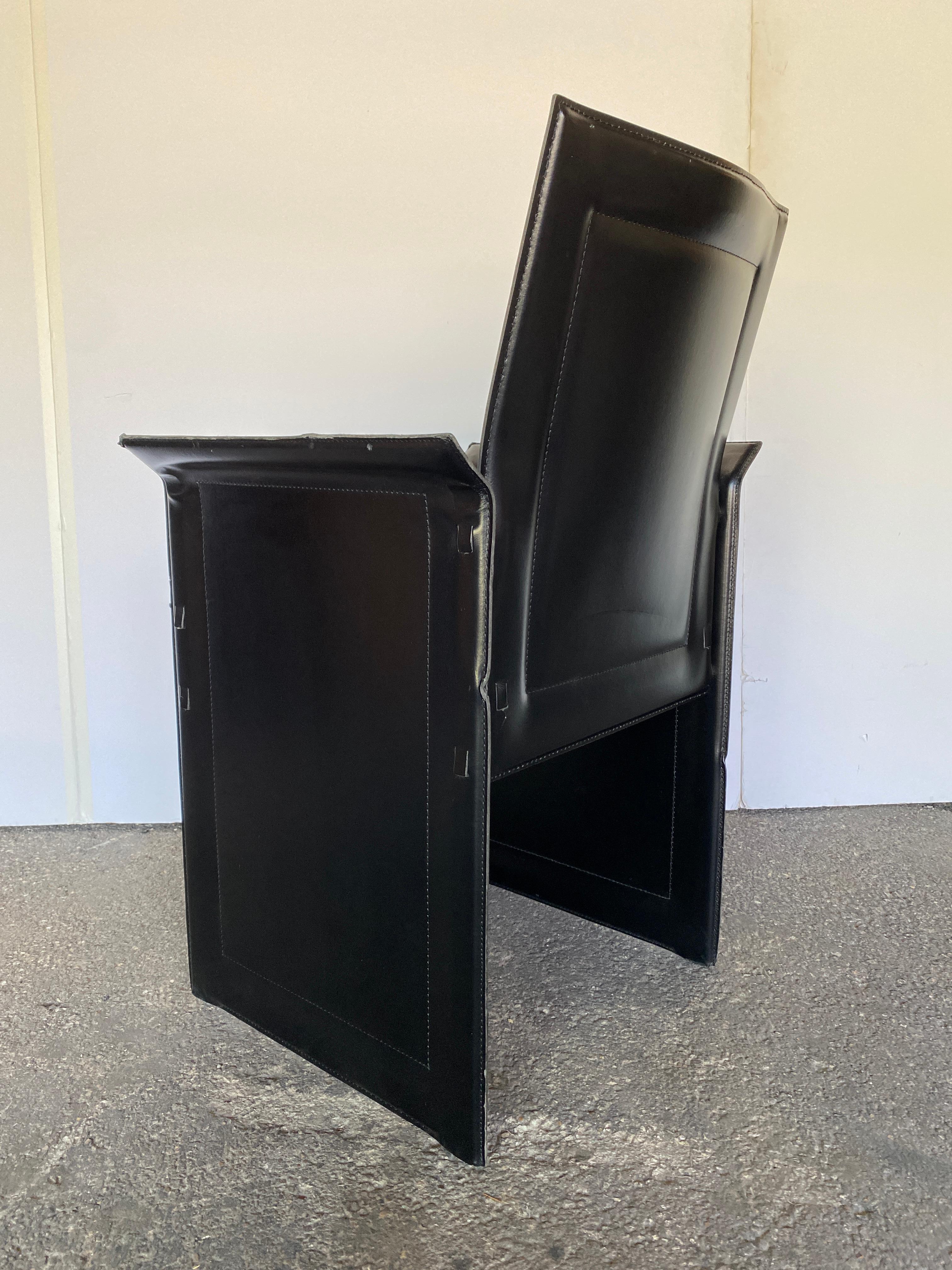 Set of 6 Black Leather Korium Dining Chairs, Tito Agnoli for Matteo Grassi 5