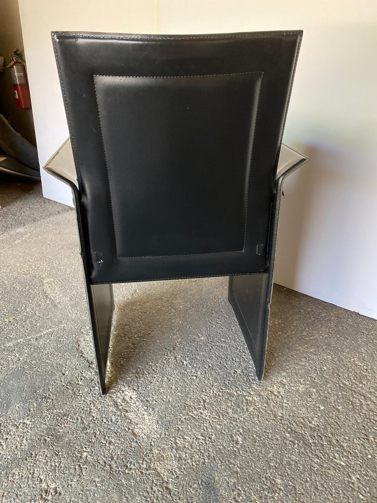 Set of 6 Black Leather Korium Dining Chairs, Tito Agnoli for Matteo Grassi For Sale 6