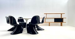 Set of 6 black 'Panton' chairs by Verner Panton (1st and 2nd edition)