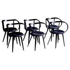 Set of 6 Black Pretzel Chairs, by George Nelson for ICF
