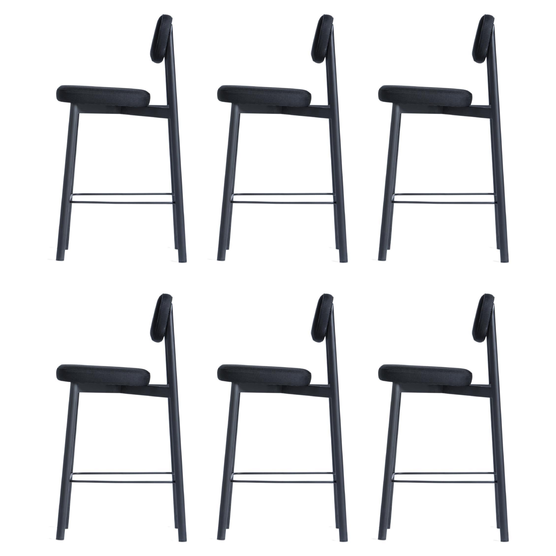 Set of 6 Black Residence 65 Counter Chairs by Kann Design For Sale