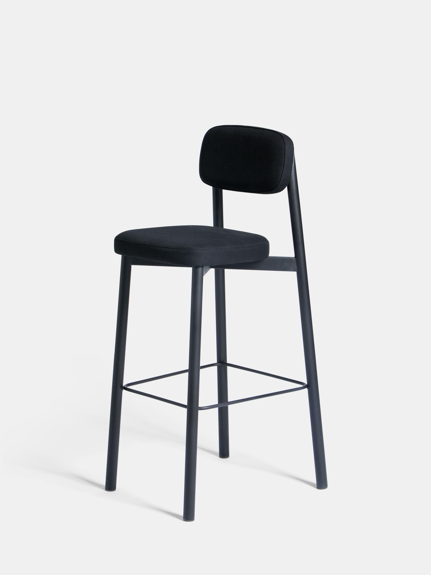Set of 6 Black Residence 75 Counter Chairs by Kann Design
Dimensions: D 50 x W 46 x H 103 cm.
Materials: Steel tube, HR foam, fabric upholstery Kvadrat Relate 191 (100% Trevira).
Available in other colors.

All of the Residence seats were created by