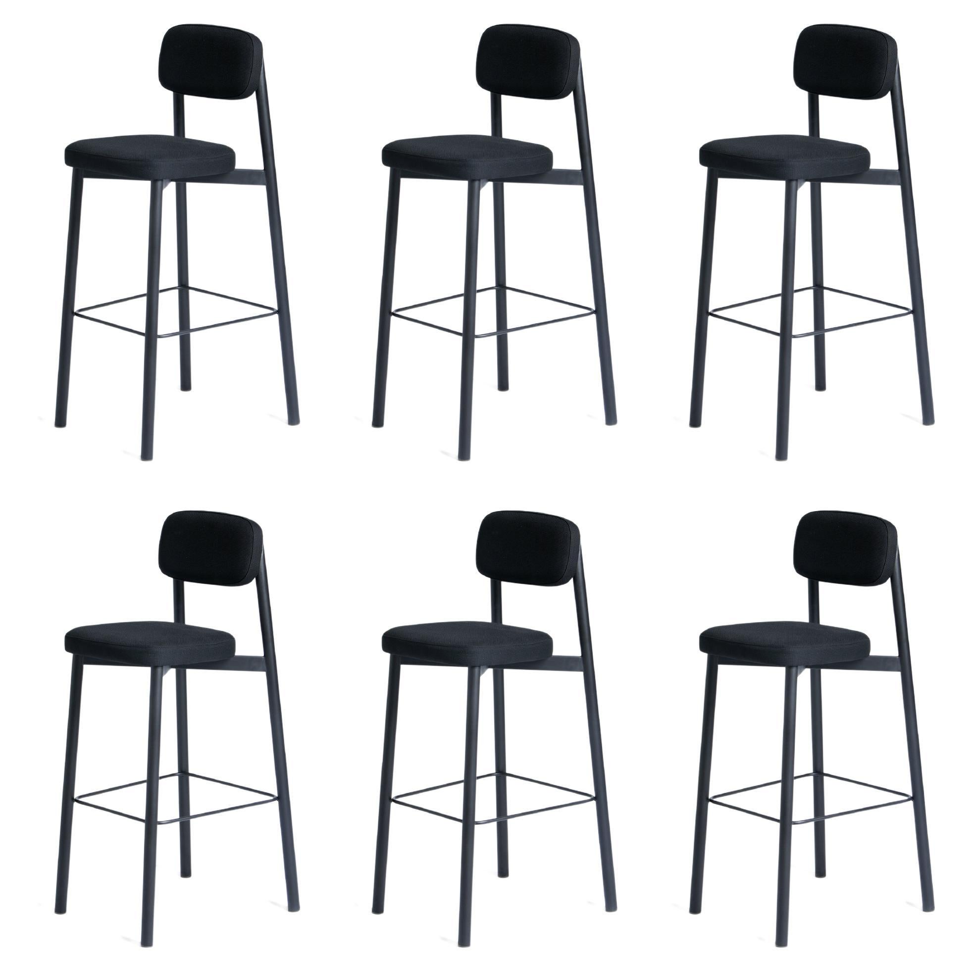 Set of 6 Black Residence 75 Counter Chairs by Kann Design