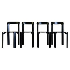 Set of 6 black vintage chairs Bruno Rey Kusch & Co 1970s design new lacquered