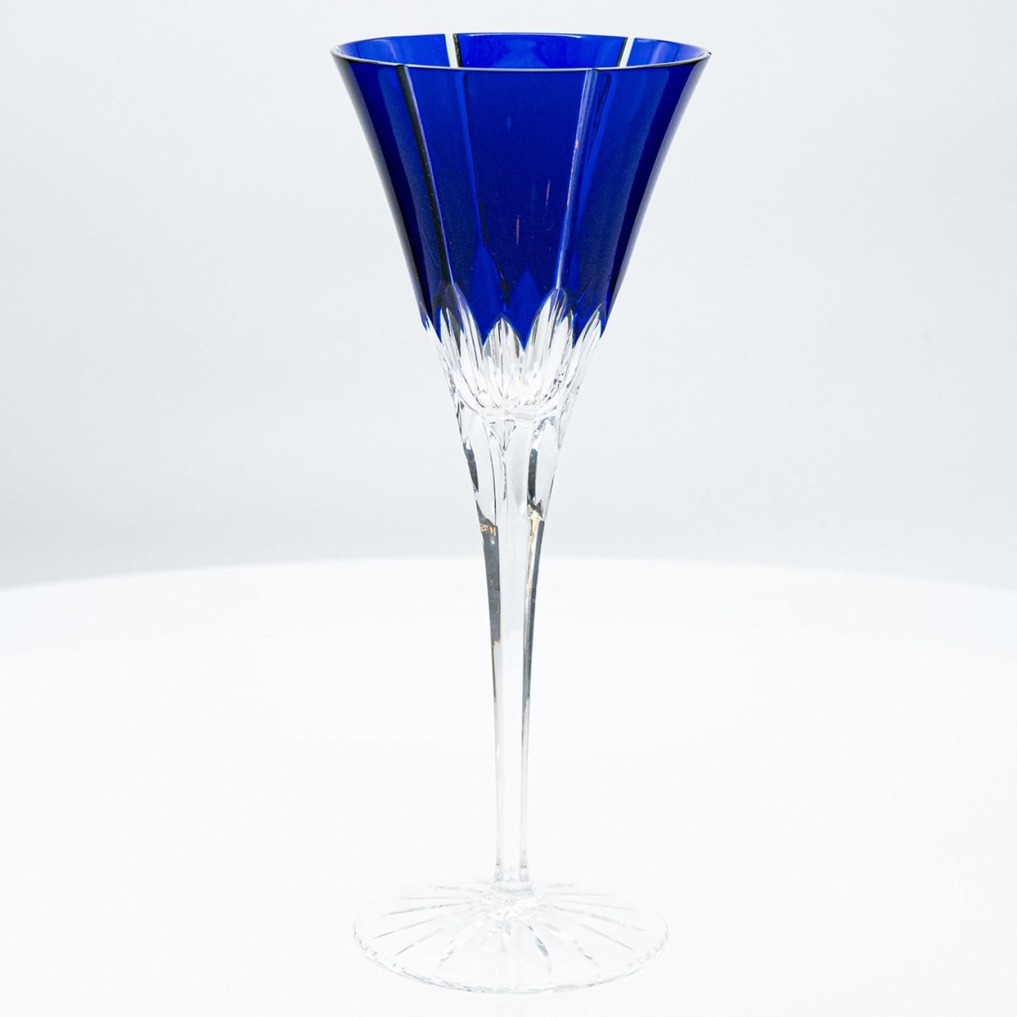 Set di 6 bicchieri di cristallo blu Ajka, Ungheria, 1960 in vendita 4