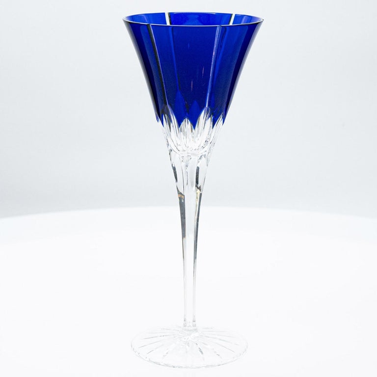 Set of 6 Blue Ajka Crystal Glasses, Hungary, 1960 For Sale at 1stDibs