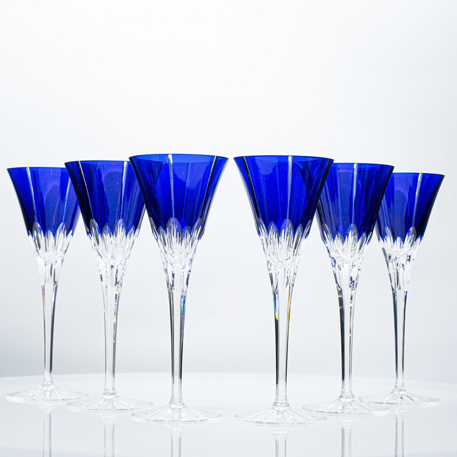Set di 6 bicchieri di cristallo blu Ajka, Ungheria, 1960 in vendita 7