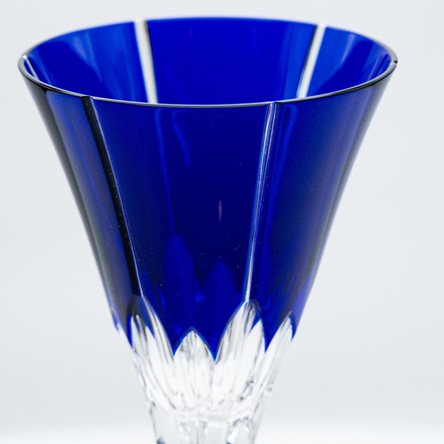 Ceco Set di 6 bicchieri di cristallo blu Ajka, Ungheria, 1960 in vendita
