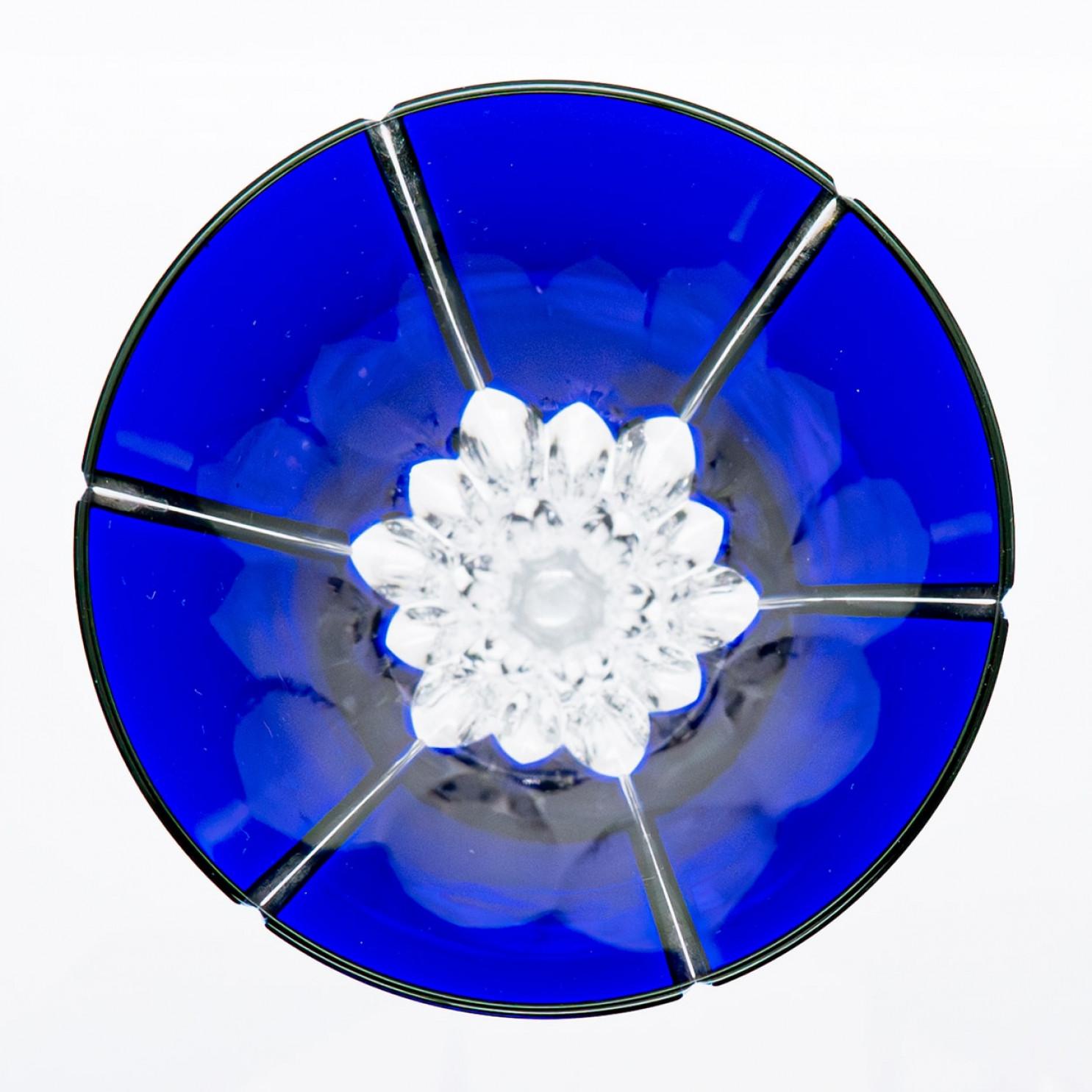 Set of 6 Blue Ajka Crystal Glasses, Hungary, 1960 In Good Condition For Sale In Rijssen, NL