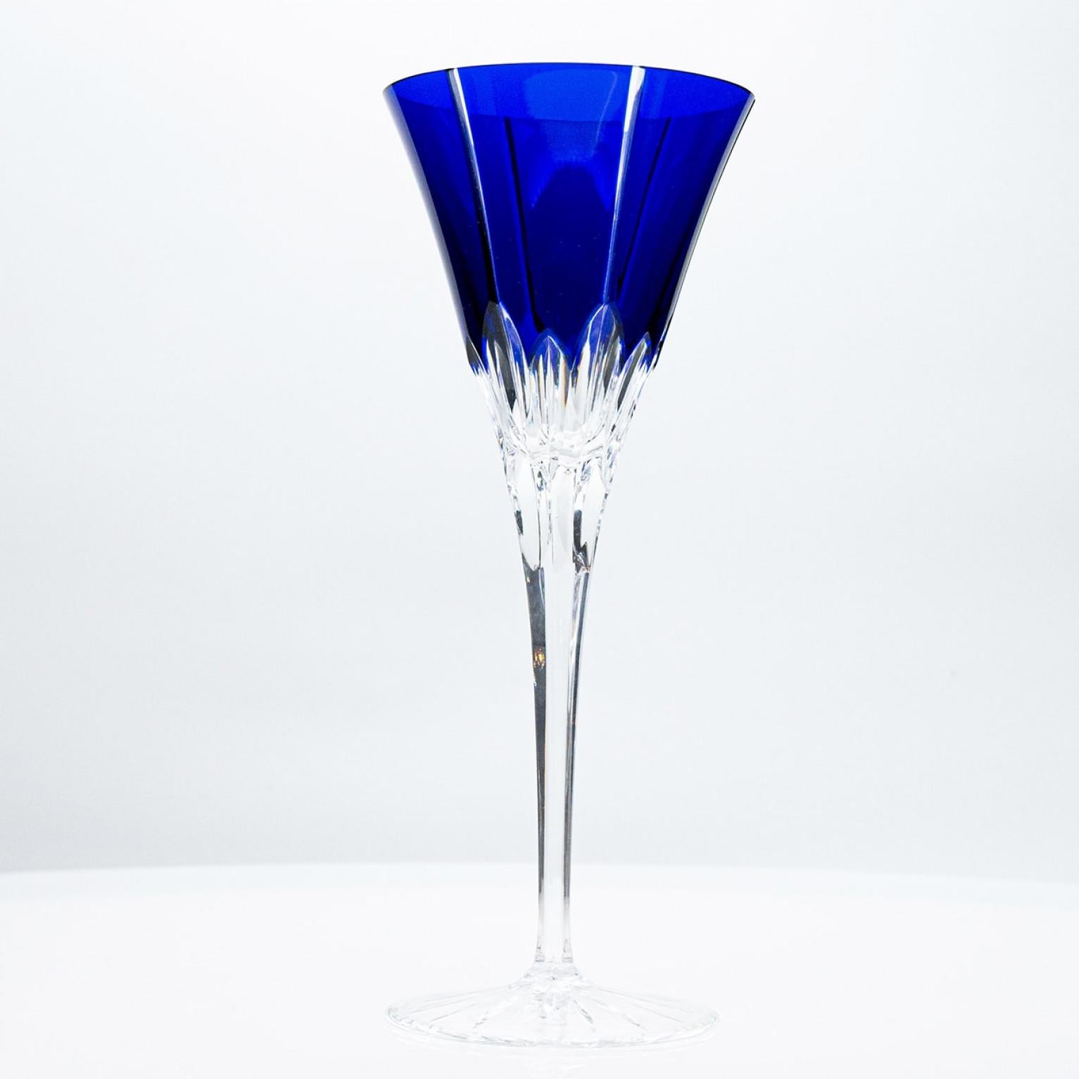 Set di 6 bicchieri di cristallo blu Ajka, Ungheria, 1960 in vendita 1