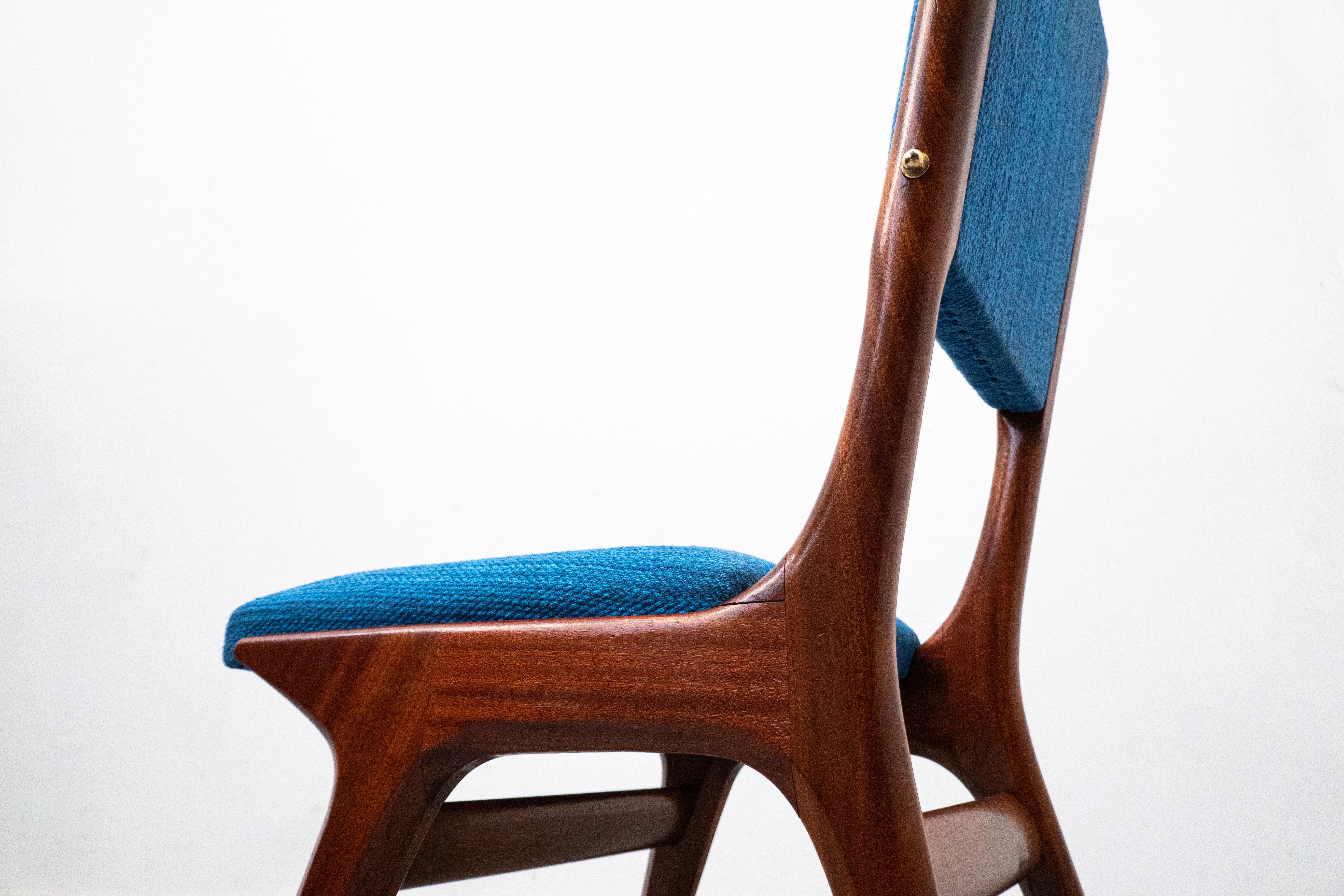 Satz von 6 blauen Stühlen Modell 634 von Carlo de Carli für Cassina, Italien, 1950er Jahre im Angebot 4