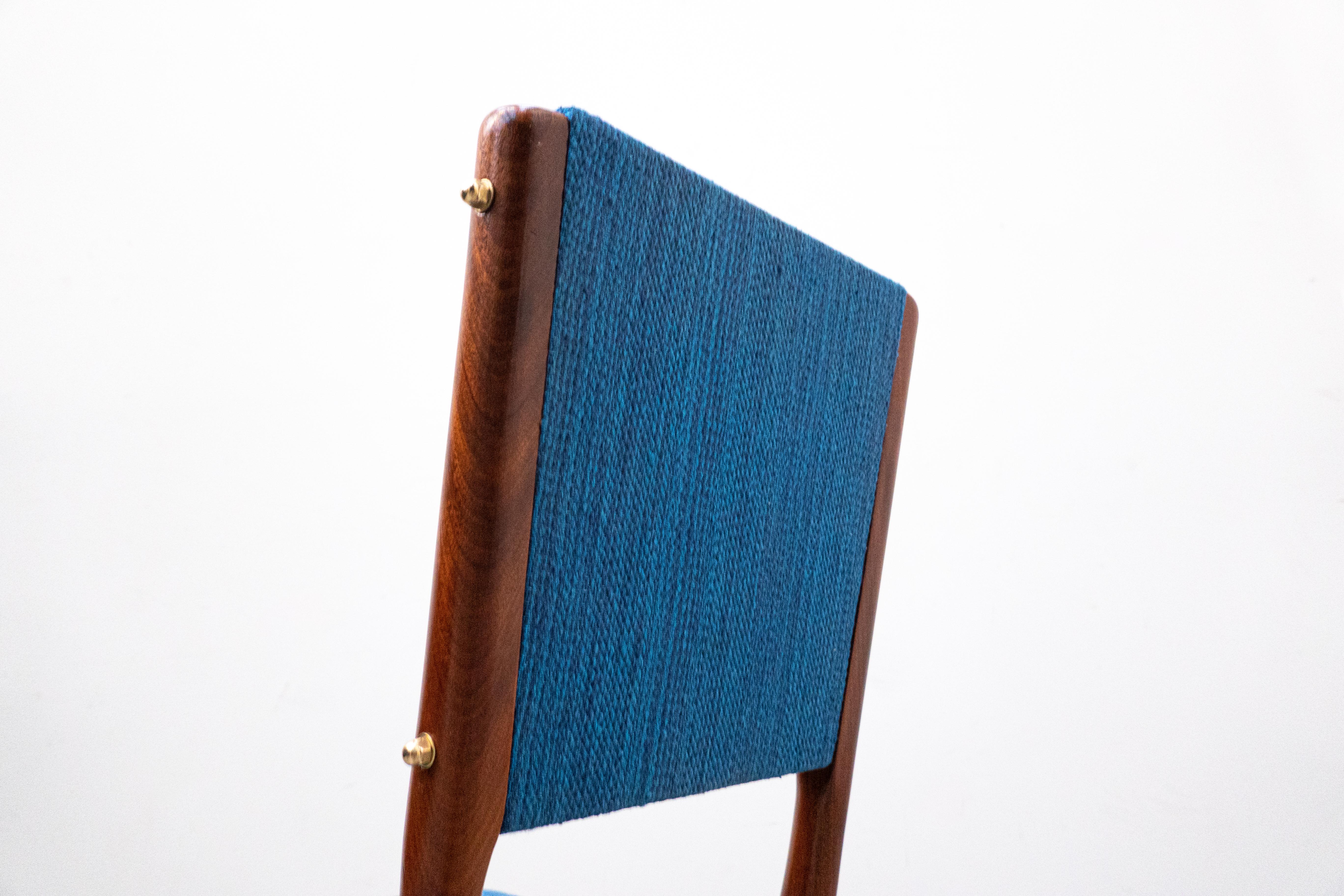 Satz von 6 blauen Stühlen Modell 634 von Carlo de Carli für Cassina, Italien, 1950er Jahre im Angebot 7