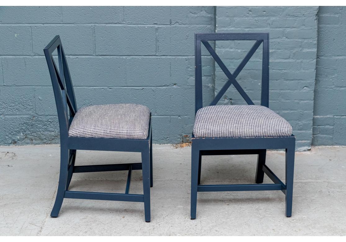 Juego De 6 Sillas De Comedor Decoradas Con Pintura Esmaltada Azul en venta 2