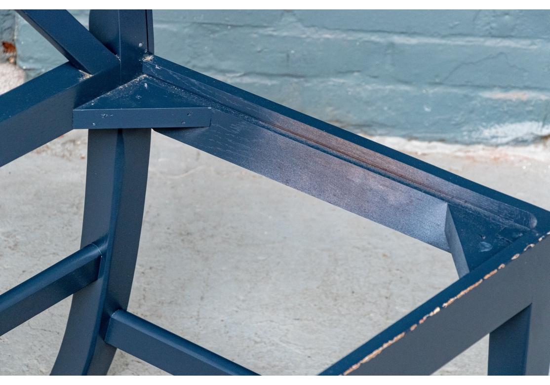 Juego De 6 Sillas De Comedor Decoradas Con Pintura Esmaltada Azul en venta 1