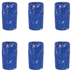 Set di 6 bicchieri da bere blu di Murano Goto, fatti a mano e unici nel loro genere