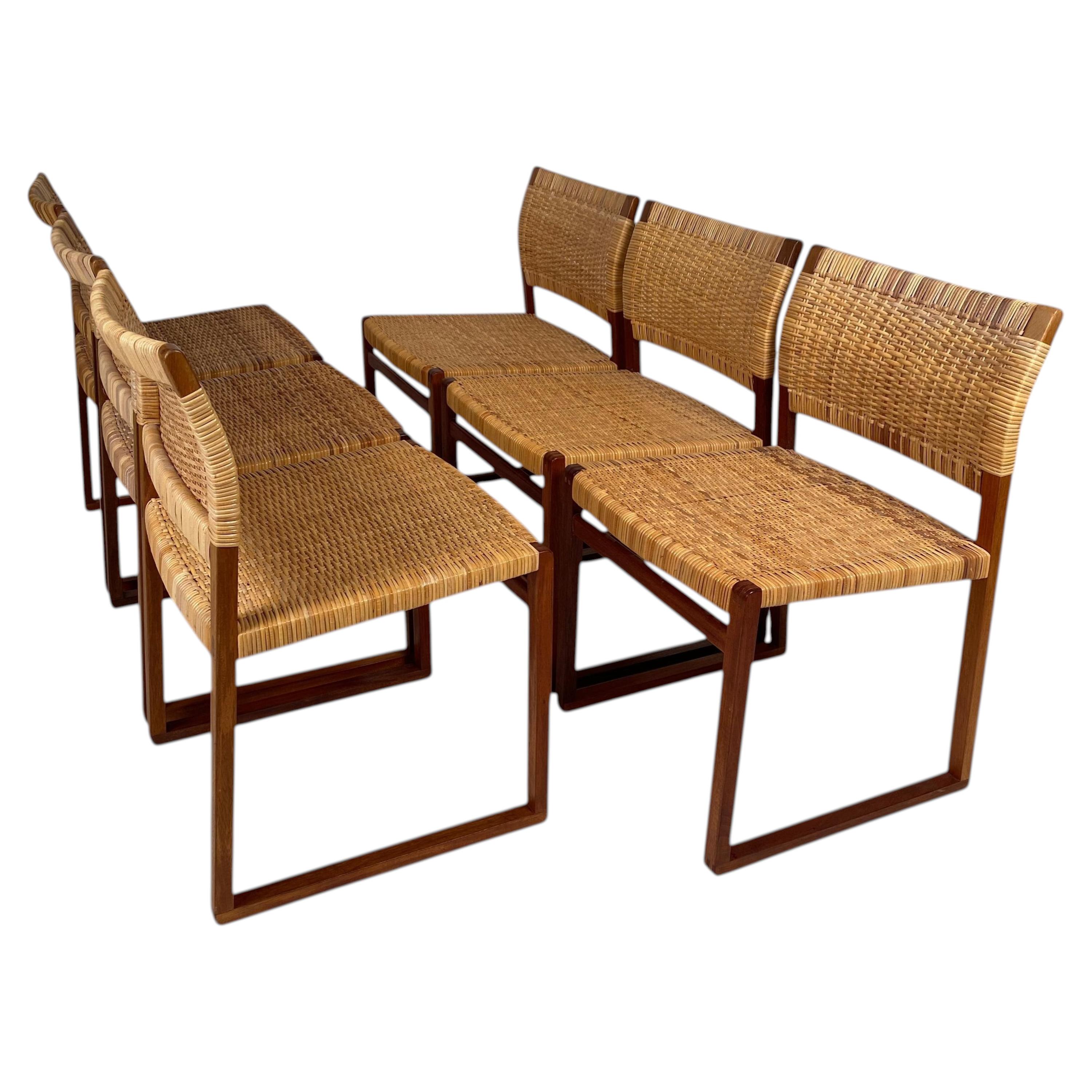 Juego de 6 sillas de comedor danesas de madera de mediados de siglo BM-61 de Børge Mogensen Años 60