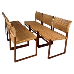Lot de 6 chaises de salle à manger danoises en bois du milieu du siècle BM-61 par Børge Mogensen années 1960
