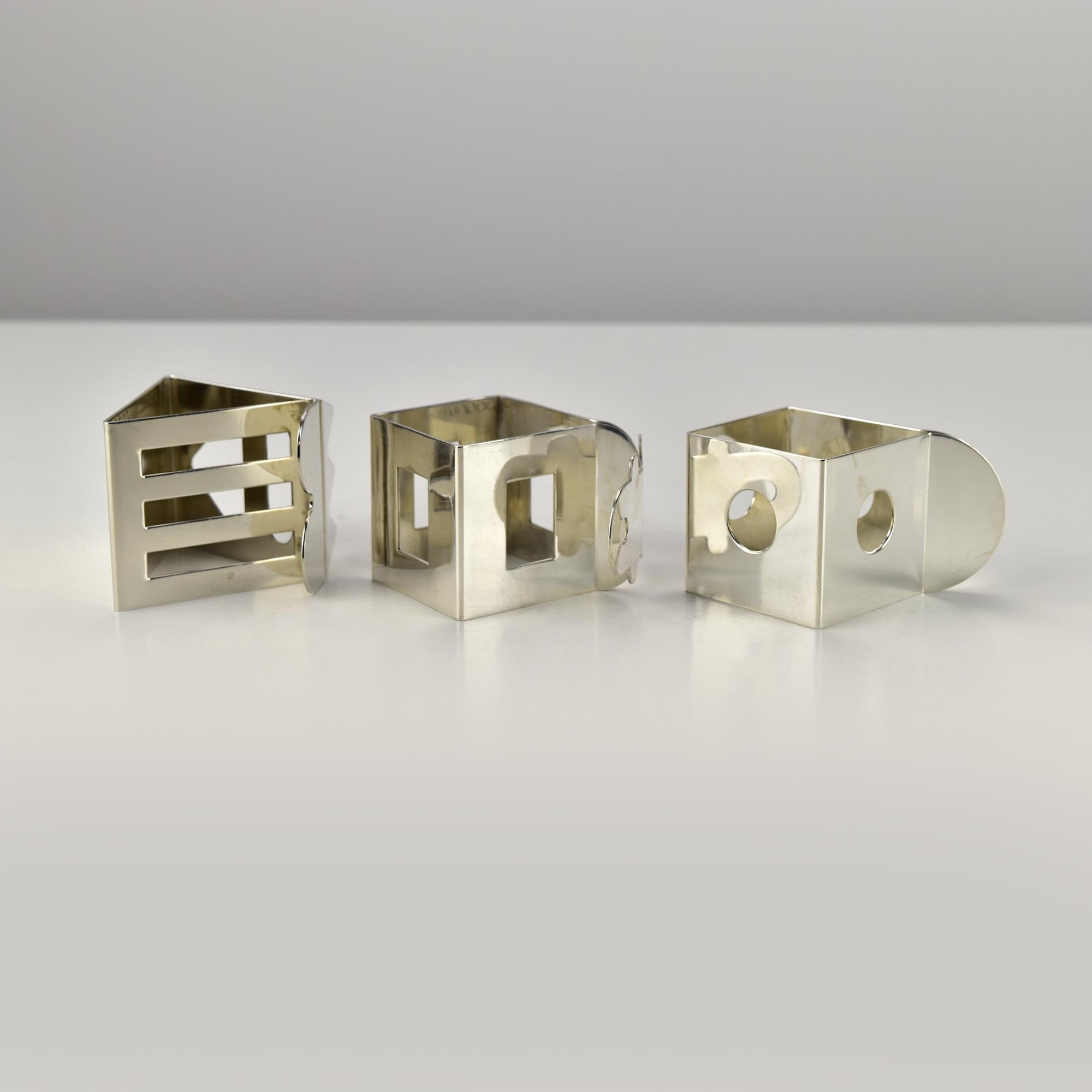 Metal Set of 6 Bodum Postmodern Napkin Rings by Jumi Chan & Nathalie Du Pasquier For Sale