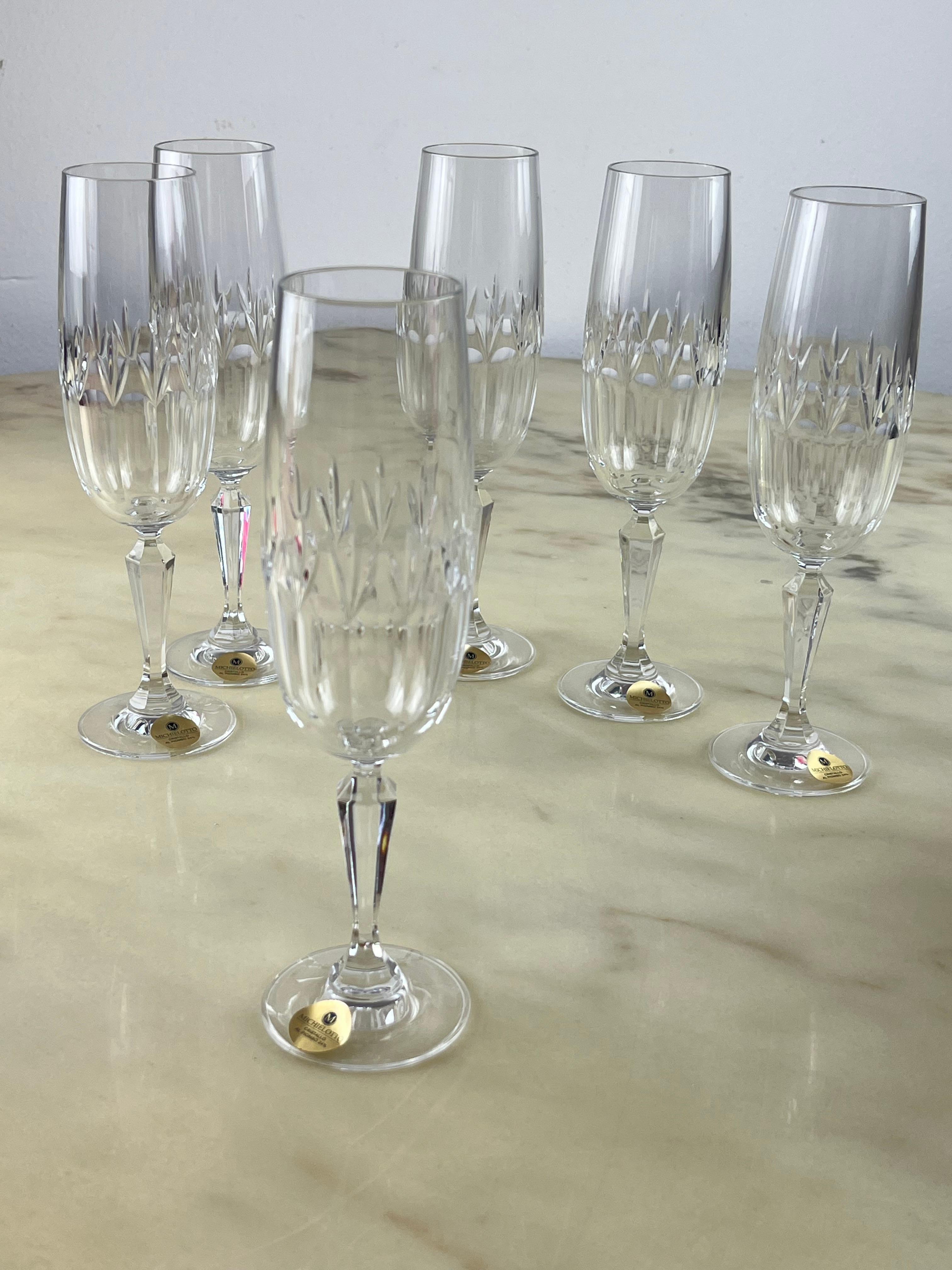 Other Set of 6 Bohemia Crystal Champagne Glasses, Czech Republic, 1980s, never used For Sale