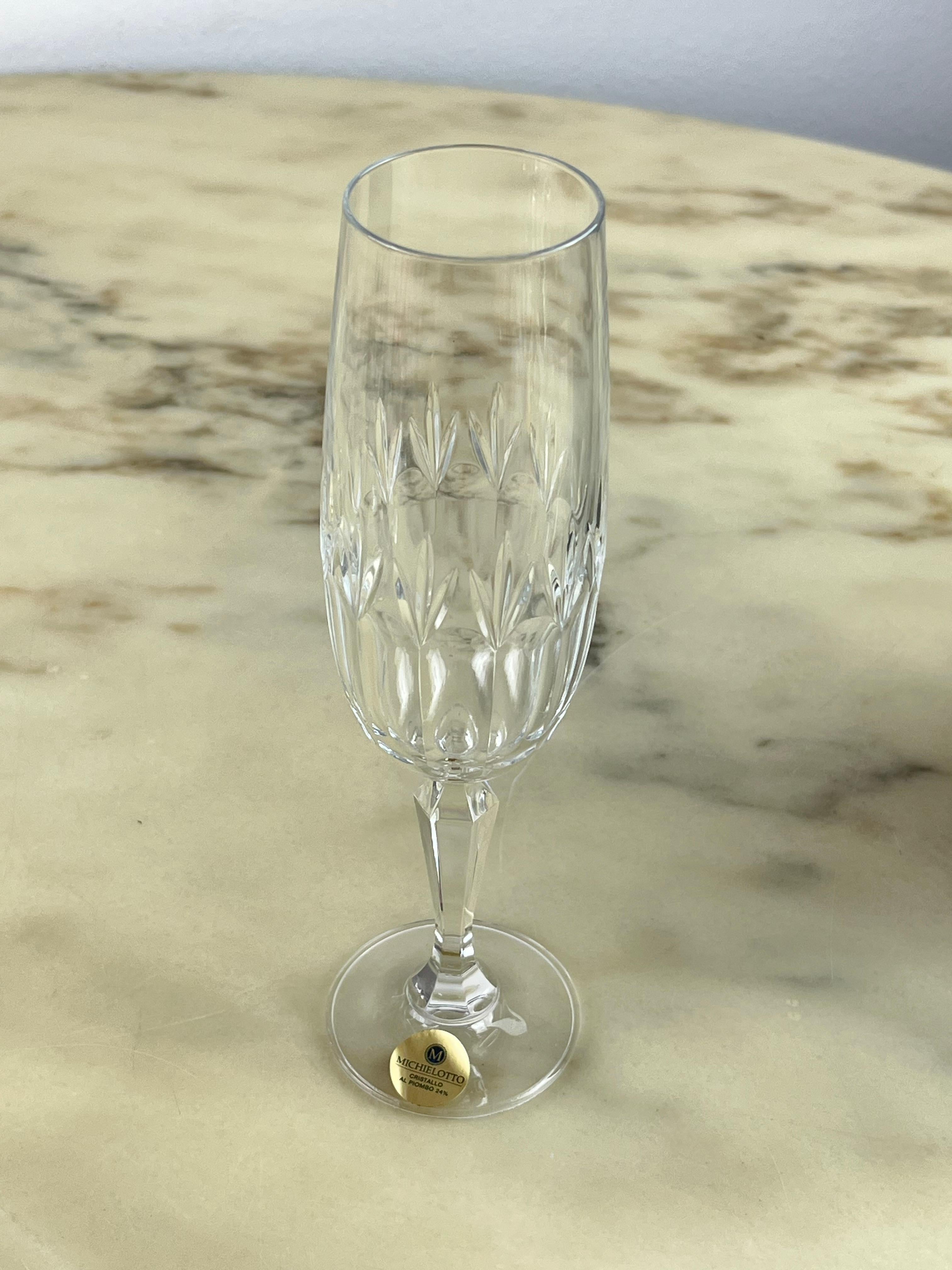 Satz von 6 Bohemia Crystal Champagnergläsern, Tschechische Republik, 1980er Jahre, ungebraucht (Sonstiges) im Angebot